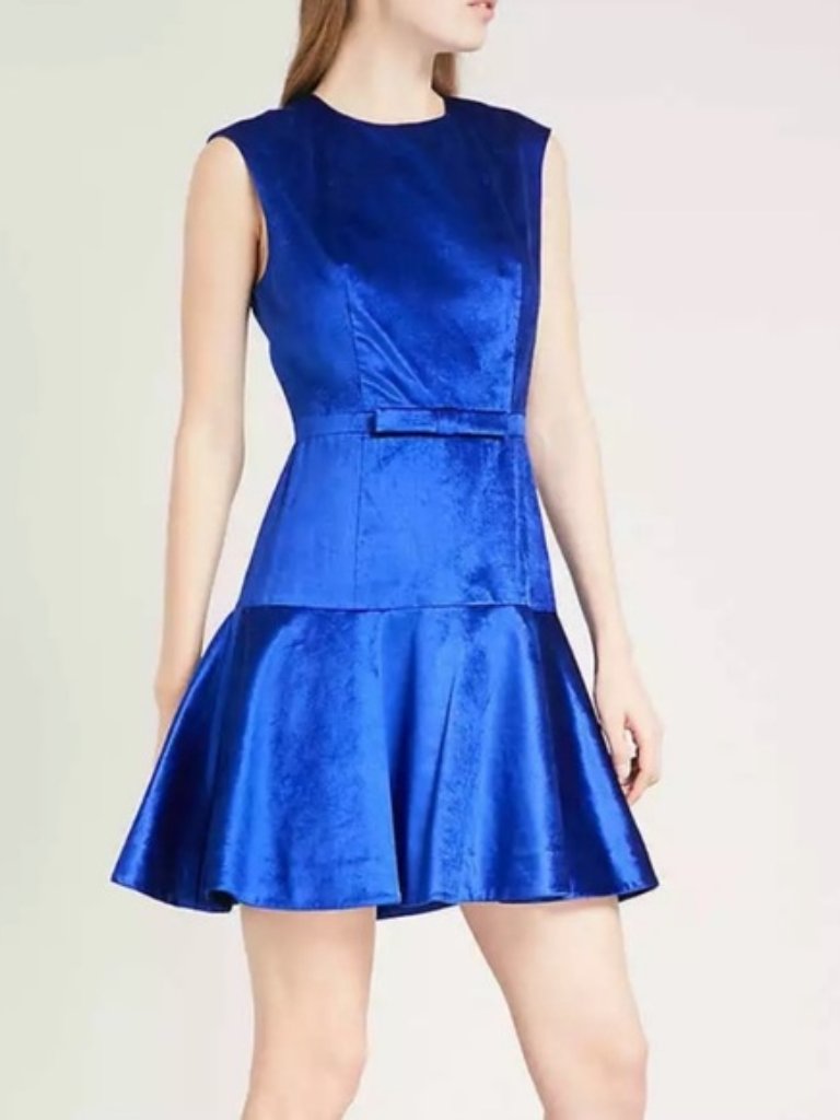 Ted Baker Blue Velvet Bow Maryann Dress Size 4 (Us 10-12)